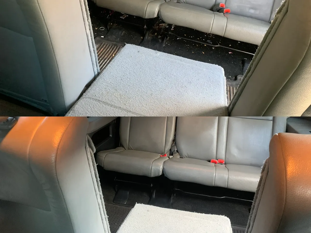 Before and after of our interior cleaning process